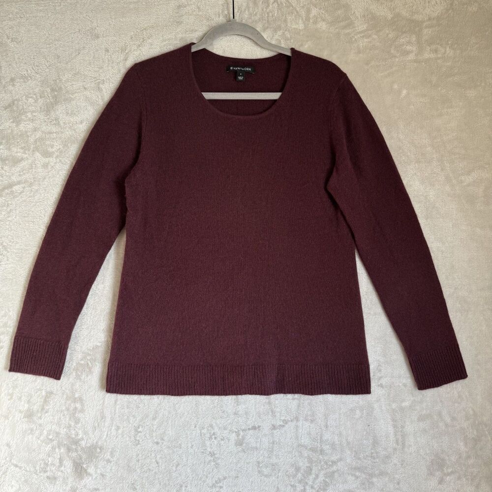 41 Hawthorn 100% Cashmere Burgundy Round neck Sweater Medium Classic Preppy Soft